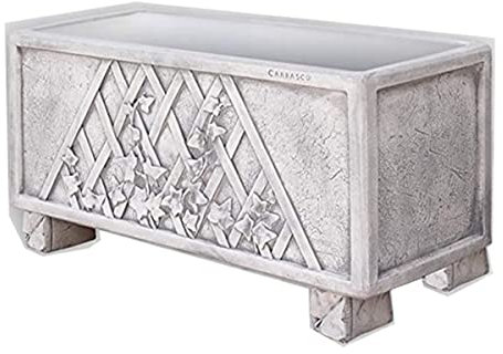 AnaParra Jardinera Hormigón aligerado Modelo Otoño 80x30x30cm. Resistente UV, heladas, Vientos. Sin Mantenimiento. Peso: 44Kg. Color: Gris