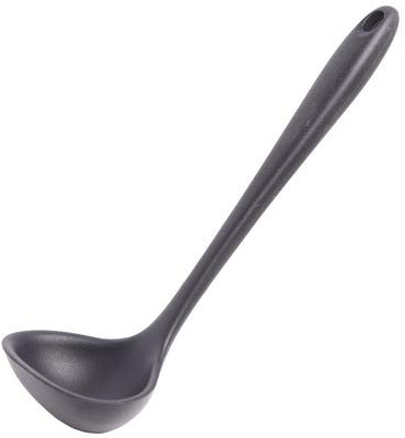 Soup Ladle Seamless Non-Stick One-Piece Silicone Soup Spoon, 480F High Heat Resistant Kitchen Ladle, Kitchen Cooking Spoon Utensil for Making Soups Stews and More (Black)