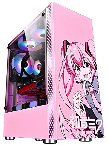 BBNB Custodie per Computer, Custodia da Gioco A metà Tower PC ATX/M-ATX/ITX - Porto Frontale I/O USB 3.0 - Pannello Laterale in Vetro Temperato - Sistema di Gestione dei Cavi (Color : A)