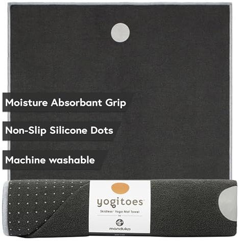 Manduka Yogitoes Serviette de Tapis de Yoga, Serviette de Sport antidérapante en Microfibre pour Hot Yoga, Pilates, Exercices, récupération et Gestion de la Transpiration, 180 cm