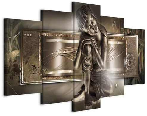 B&D XXL - Leinwandbild Feng Shui Ornament, 150x75 cm, 5-teilig, Wohnzimmer | Hochwertige Leinwand, sofort aufhängbar, ideal fürs Wohn- oder Schlafzimmer, wasserfest und lichtecht, langlebig, stilvoll
