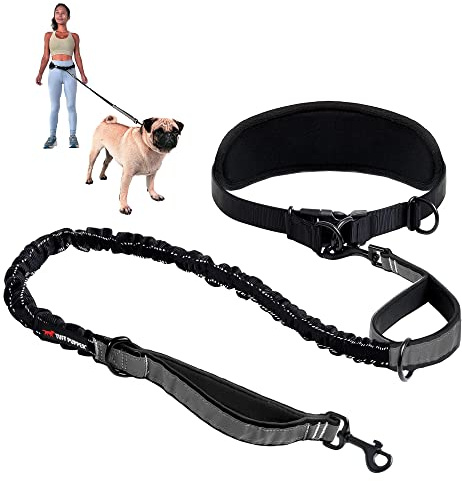 Tuff Pupper Hands Free Bungee Dog Leash, Waist Belt for Running & Walking