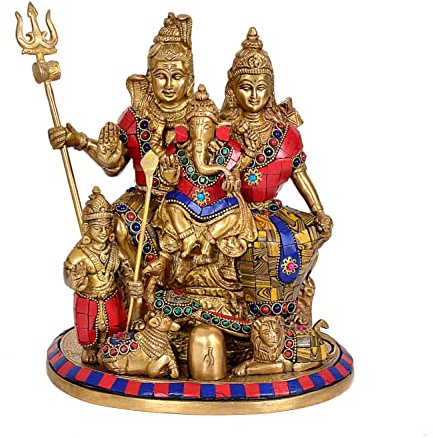 AONA Religiöse Statue aus Messing, Shiva-Familien-Parivar, Idol-Familie, Höhe: 25,4 cm