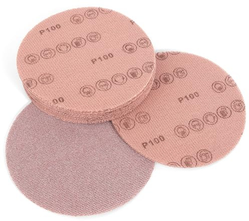 Kcmell 150mm Mesh Sanding Discs 100 Grit, Hook & Loop Sanding Discs, 20 PCS | 5 Inch Net Sanding Discs for orbital sander, Round Sanding Pads Sandpaper, Dust Free Orbital Sander Discs for Wood Wall Car