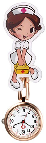 Avaner Krankenschwesteruhr Cartoon Taschenuhr mit Clip Schwesteruhr Kitteluhr FOB Uhr Pflegeruhr Anlog Quarzuhr für Arzt Doktor Krankenschwester Medical