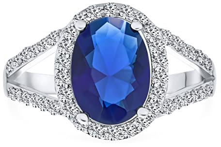 Personalisieren Klassisch Traditionell 7-10Ct AAA CZ Brillant Simuliert Smaragd Grün Königlich Blau Saphir Schnitt Halo Aussage Oval Solitär Cocktail Verlobungsring Für Frauen Versilbert Anpassbar