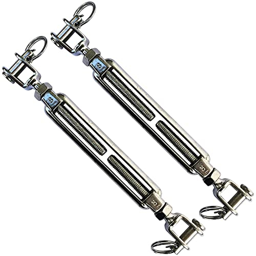 Edelstahl VA4 Seilspanner Wantenspanner Drahtseil Spannschloss Drahtspanner Spannschraube Spanner - 2 Stück (Gabel x Gabel (Offen) - M5)