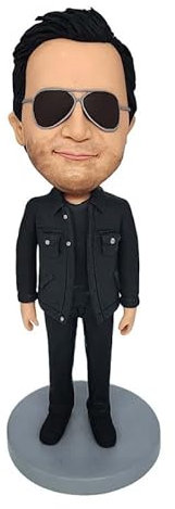 Mydedor Custom Bobbleheads Man Black Casuals Figur Customized Doll Birthday Gifts for Man, Bobble Head Figures Handmade Personalized Car Dashboard Gift for Man Bestfriend Office Coworker
