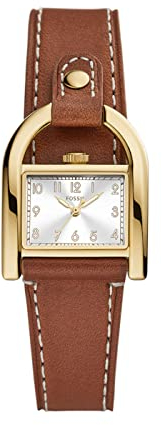 Fossil Uhr für Damen Harwell, Quarzwerk, 28MM GoldEdelstahlgehäuse mit Lederarmband, ES5264