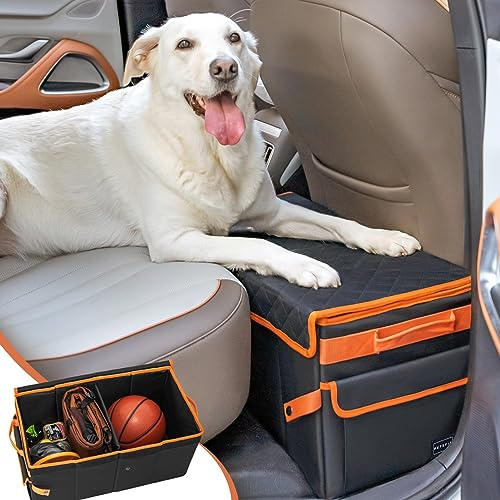 PETSFIT Extension de siège arrière pour chiens, rangement et siège pliable jusqu'à 40,8 kg (noir)