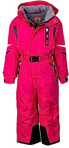 Golder Schneeanzug Kinder, wasserdichter Skianzug Jungen/Mädchen, einteiliger Winter-Overall | 110 116 122 128 134 140 (Pink, 128-134)