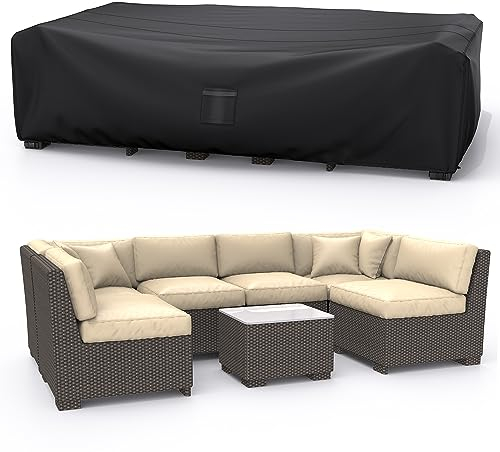 Armorget Gartenmöbel Abdeckung 200x160x70cm, 600D Heavy Duty, Abdeckung Gartenmöbel Winterfest, Wasserdicht, Reißfest, Anti-UV, Abdeckplane Gartenmöbel mit Luftauslässe, Schnallen, Kordelzug