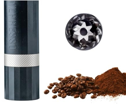 1Zpresso Q Air Manual Coffee Grinder-Black, Mini Slim Travel Sized Fits in the plunger, Stainless Steel Conical Burr, Numerical Adjustable Setting for Pour Over French Press Cold Brew.
