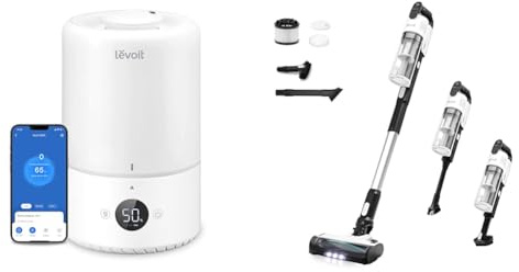 LEVOIT Dual 200S Smart 3L Luftbefeuchter für Schlafzimmer und Pflanzen + LEVOIT Akku Staubsauger mit Tierhaardüse, Anti-Haar-Verwicklung, max 50min Laufzeit