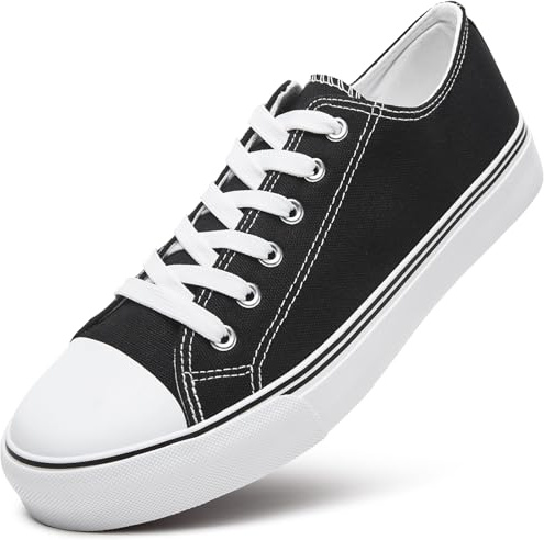 ZGR Mens Classic Casual Shoes,Lace-up Fashion Sneakers,Low Top Canvas Shoes for Men(Black.US12)