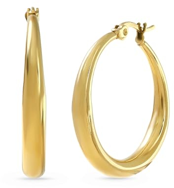 Made by Nami Orecchini a cerchio in oro da donna in acciaio inox resistente all'acqua, Acciaio inossidabile, gold