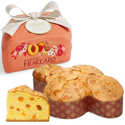 Colomba Artigianale alle Pesche Candite e Mandorle, 750 gr - Pasticceria Fraccaro 1932, Dolce Pasquale con Dolci Pesche Candite, Impasto con Lievito Madre, senza Scorze di Agrumi Canditi, Incarto