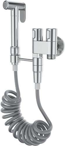 Pulvérisateur de Bidet, kit de douchette de Toilette avec Valve 3 Voies, Laiton, kit de douchette de Toilette Mural, pulvérisateur de Bidet à Main, kit Complet de douchette de Toilette franç