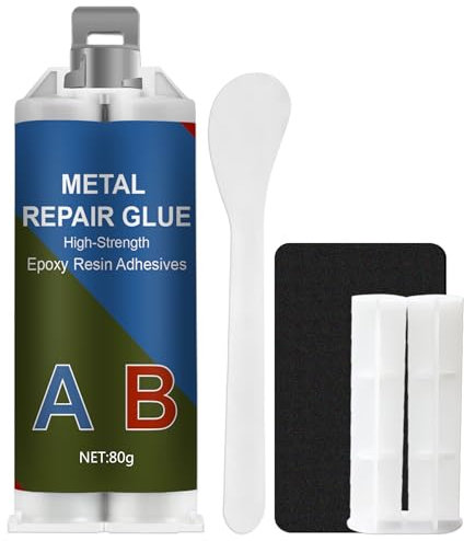 80 g Colla per metallo extra forte, metallo liquido resistente al calore, bicomponente per metalli per riparare fessure e crepe sulla superficie di acciaio inossidabile, legno, ceramica ecc.