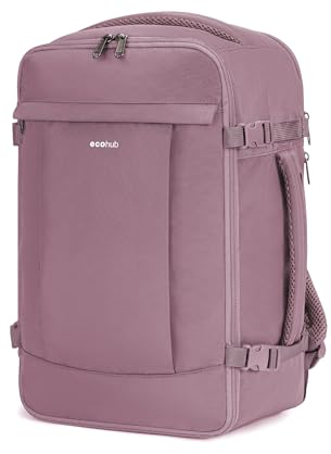 ECOHUB 20L für Ryanair Handgepäck 40x20x25, Diebstahlsicher Handgepäck Rucksack, 3D Laptop Rucksack Wasserdicht, Recycelt ReiserucksackHandgepäck Flugzeug für Damen Herren, Patent Anhängig(Rosa)