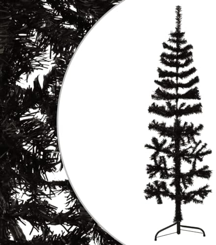 Home Outdoor OthersSchmaler künstlicher halber Weihnachtsbaum mit Ständer, schwarz, 150 cm