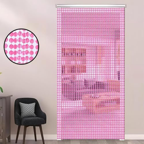 Eiauiuo Rosa Perlenvorhang Fadenvorhang Türvorhang für Innen Raumteiler Dekorativer DIY Kit Vorhang aus Acryl Perlen und Metall Schiene Wohnzimmer Partys Trennwand Vorhang(120x200cm(120 Stränge))