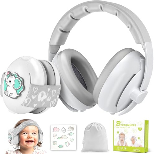 Protections Auditives pour Bébé de 0 à 36 Mois - Casque Antibruit avec Design de Petit Ours - Essentiels de Voyage pour l'Extérieur