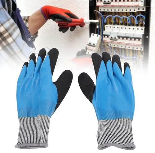 Garsent Isolierte Elektrikerhandschuhe, 380 V Hochspannungsbeständige Handschuhe, Flammhemmende Arbeitshandschuhe, Sicherheitshandschuhe aus Dünnem Gummi mit Rutschfester Textur für