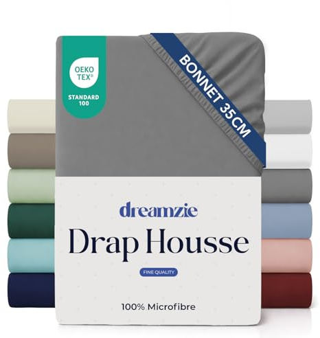 Dreamzie - Spannbettlaken 140x200cm - 100% Mikrofaser - 35cm hoher Steg | Anthrazit · OEKO-TEX · Spannbetttuch · Ultraweich · Für hohe Matratzen · Pflegeleicht · Leintuch · Für Doppelbetten