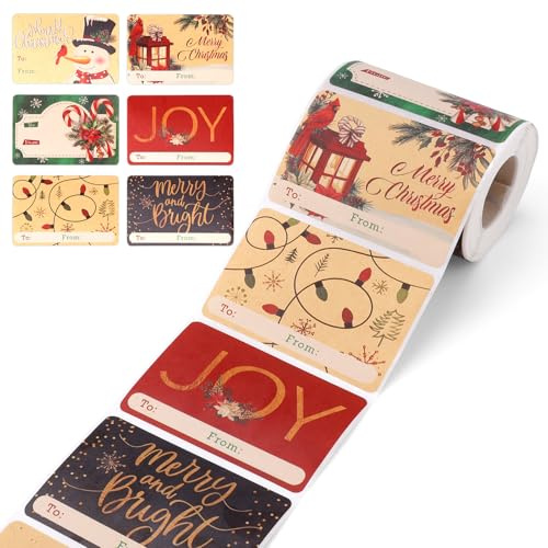 250 Stk Große Weihnachtsanhänger Aufkleber, Weihnachtsanhänger aus Beschichtetem Papier für Geschenke Schneemann süße Weihnachtsnamensschilder Aufkleber für Geschenkboxen Taschen