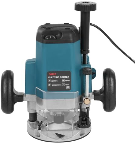 MINRS Fresadora de madera eléctrica, 2200 W, fresadora de 6,35 – 12,7 mm de diámetro, fresadora de cantos de 23000 rpm, con 15 pinzas de sujeción para carpintería