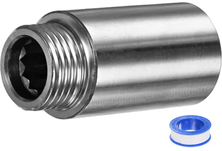 M METERXITY Shower Head Extension Arm, Stainless Steel G1/2 Male to Female Extension Pipe Fitting Adapter with PTFE Thread Seal Tape for Shower/Faucet, Pipe Plumbing Coupler 1.97/50mm 1-Pack