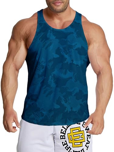 Agilelin Herren Workout Stringer Tanktop,Schnell Trocknende Netzhemd,Strecken Gym Muskelshirts, Training Sport Shirts