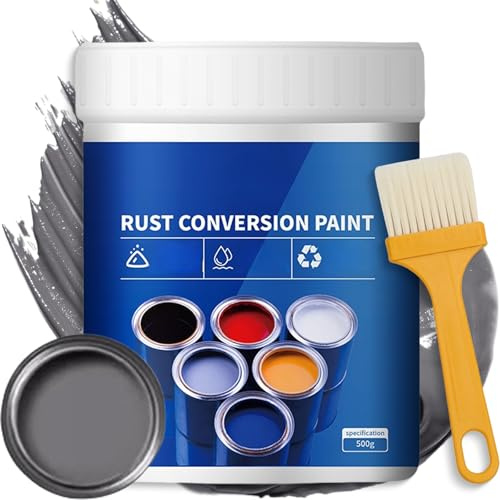 Eowduk Pintura Convertidora de Óxido Impermeable para Metal, Pintura de Conversión de Óxido 300/500g, Removedor de Óxido 4-en-1 con Cepillo para Metal, Coche, Equipos Industriales, Sin Mezcla