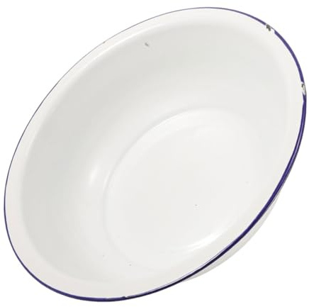 Gatuida Tragbare Emaille Fußbadewanne 34cm Weiß Vintage Fußbad Becken Für Fußpflege Gesichtswäsche Und Wäsche