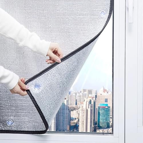 Window Reflective Insulation Film,Aluminum Foil Heat Control Film,7 mm Thickness,Sun Protection Window Tint,Blackout Sun Visor,Anti Glare,Easy to Disassemble for Office,Roof Bathroom(60x130 cm)