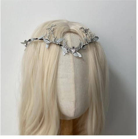 QWWQYDY Kopfschmuck Elfen Handgefertigte Tiara Elfen-Kopfschmuck, Feenkrone, Elfen-Tiara mit Zweigen(ELF005)