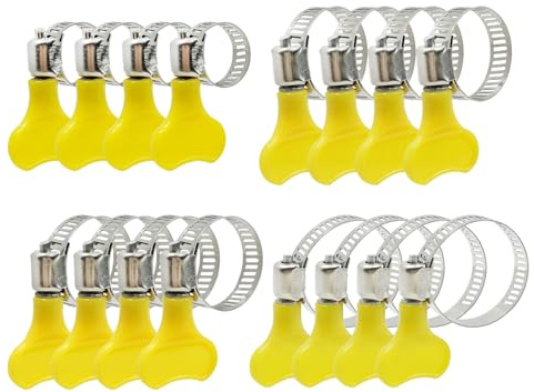 16-Piece Adjustable Stainless Steel Hose Clips Clamp 4Sizes 16/25/32/44mm with PVC Handle Range Garden Hose Clamp for Securing Home Gas Flexible Connections Hose Clip