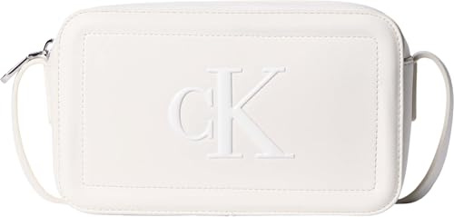 Calvin Klein Bolso bandolera Mujer Bold Camera Bag con logotipo, Blanco (White Alyssum), Talla Única