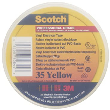 3M Scotch 35 PVC Isolierband Gelb, Stärke 0.18mm x 19mm x 20m, 0°C bis +105°C