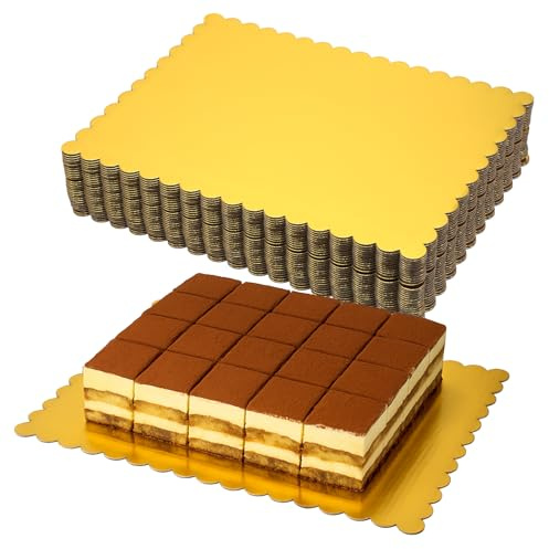 30 Pcs Cake Board Rectangle 14x10 Inch Gold Cardboard Cake Board Sheet Disposable Cardboard Cakes Bases for Baking Pizza Cupcake Desserts Pastry Party Decorate