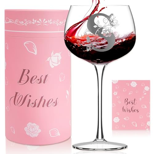 Personalized Monogram Gifts for Women, Birthday Personalised Wine Glass Gifts for Women, Personalised Gin Glass, Red Wine Glasses,Birthday Christmas Gifts for Her Mom Wife Sister Daughter Friend(S)