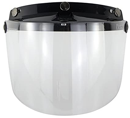 LMBN Motorcycle Helmet Visor Lens, Helmet Visor, Open Face Wind Shield Retro 3 Snaps Lens Universal(Blue)(Clear)
