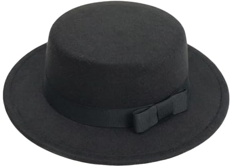 Cappello Fedora classico a tesa larga con fiocco per uomo donna dettaglio piatto Jazz Derby Cap stile vintage feltro cappello nero