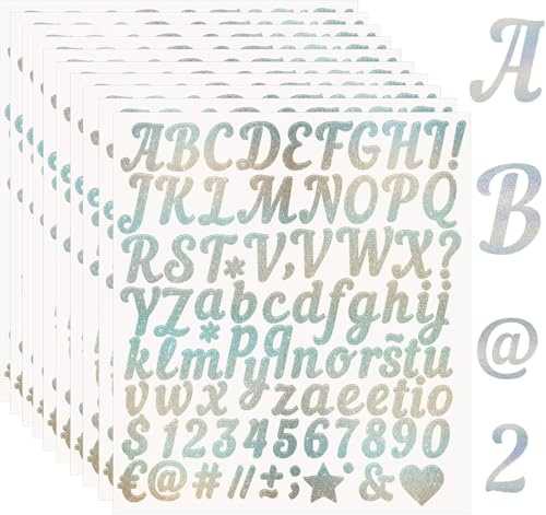 Solaverano 10 Fogli Adesivi Lettere con Lettere Autoadesive, Alfabeto Adesivi,Lettere Adesive in Vinile Stickers Lettere Adesive, per Biglietti di Auguri, Decorazioni Regalo, DIY Scrapbooking Argento