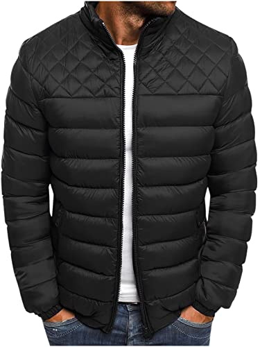 KOG Winterjacke Herren Steppjacke Baumwolle Dufflecoat Dicke Parka Wanderjacke Oberteil Junge Basic Blusenjacke Herbst Fahrradmantel Fleecepullover Festival Jacke Softshelljacken Schwarz L