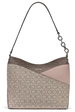 Calvin Klein Nova Chain Hobo Shoulder Bag, Vanilla/Khaki/Petal/Amlond/Taupe, One Size