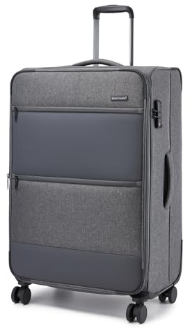British Traveller Valigia Trolley Grande Rigido Espandibile 79,cm Valigie Rigida da Viaggio con 4 Ruote Girevoli e TSA Lucchetto(28pollici, Grigio)