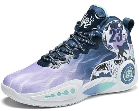 Basketskor for män Andas Anti-Slip Sport Slittåliga praktiska träningsstövlar Skor för promenader(Purple,37 EU)
