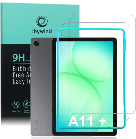 Ibywind for Samsung Galaxy Tab A9+/A11+ Screen Protector,2-Pack,9H Hardness Tempered Glass with Easy Installation Tool,Bubble-Free,Fingerprint Unlock,Anti-Shatter,Anti-Scratch